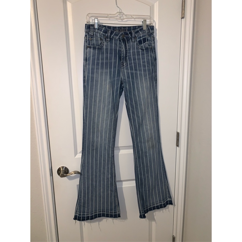 Women’s flared pin stripe jeans